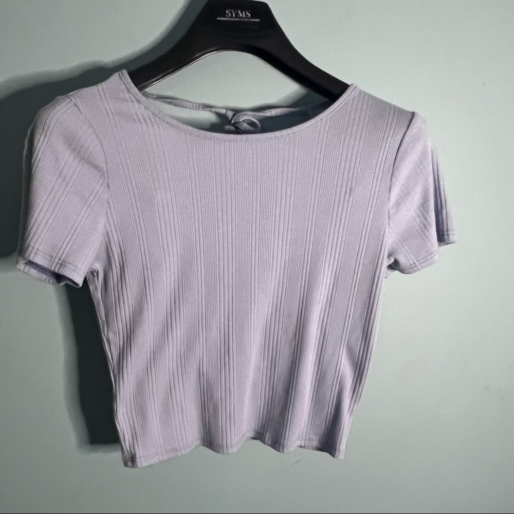 🍒Tie Back Crop Top - Light Blue